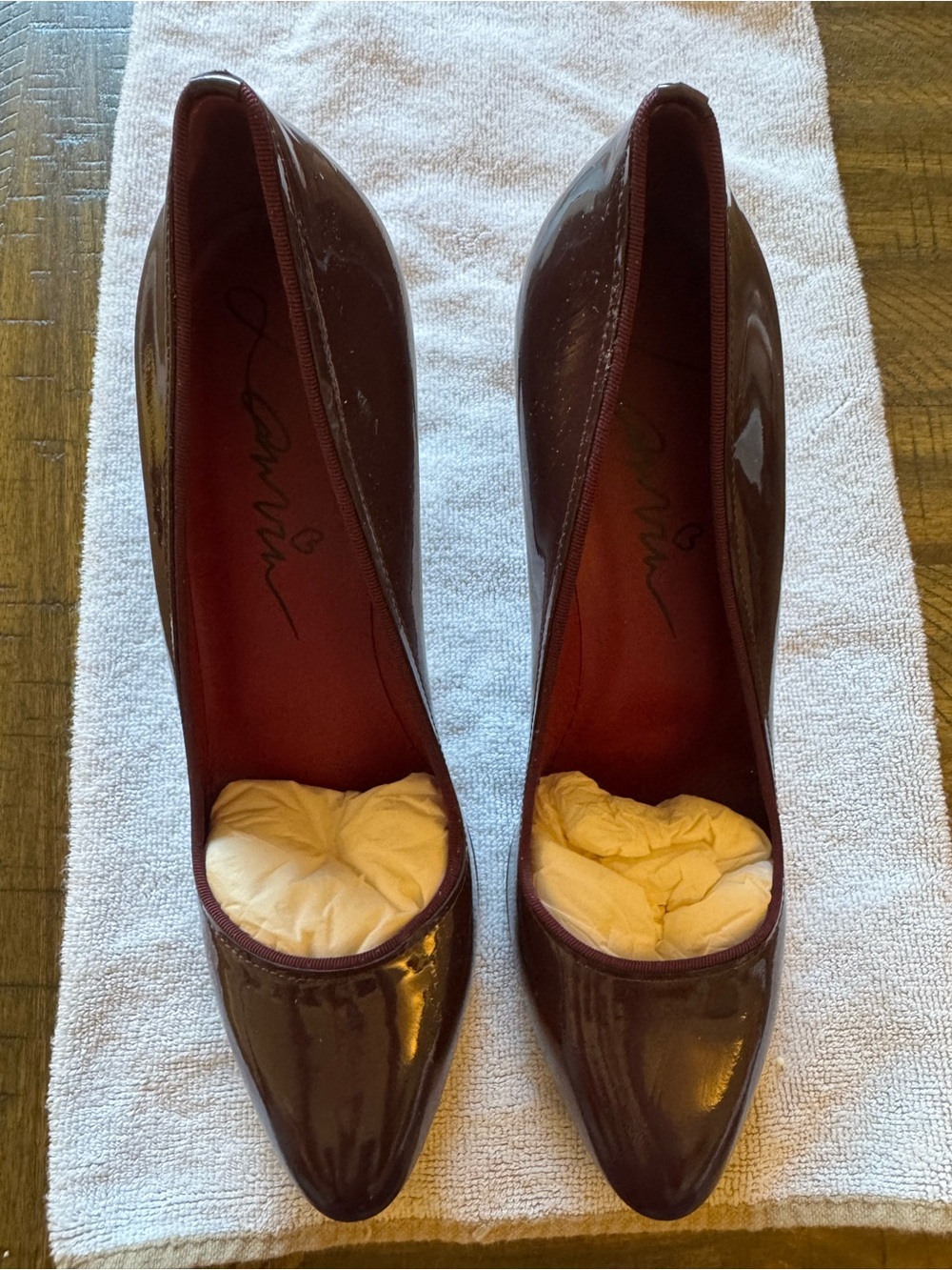 Lanvin Patent Pointed-Toe Pumps in Deep Burgundy
